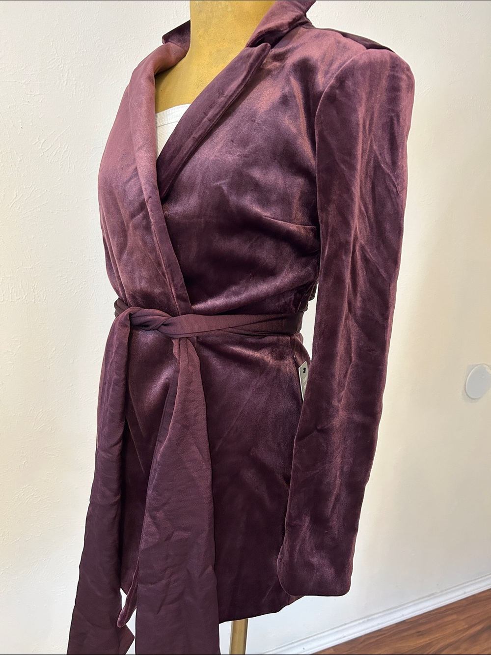 Plush Velvet Wrap Robe in Deep Plum